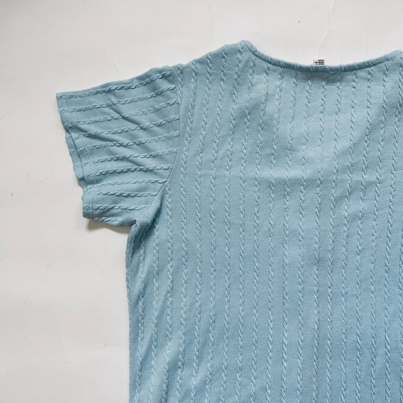 Weatherproof Vintage Short Sleeve V-neck Button Up Tie Front ShIrt Size S Blue - Picture 8 of 9